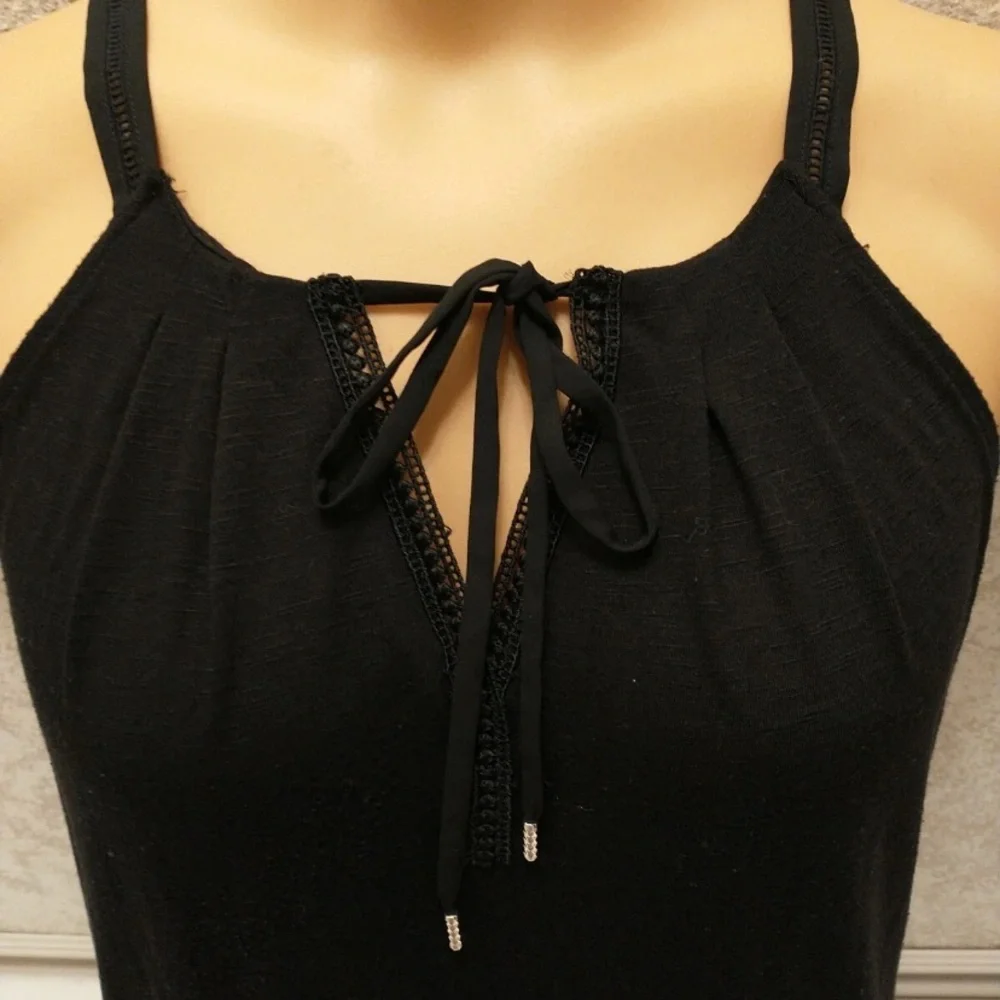 White House Black Market Black Crochet Trim Top